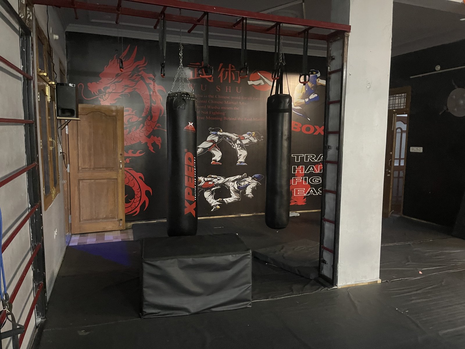 Martial arts training mats inside the gym